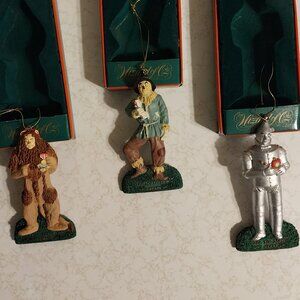Set of 3 Wizard of Oz Vintage Ornaments, Cowardly Lion, Scarecrow and Tin Man